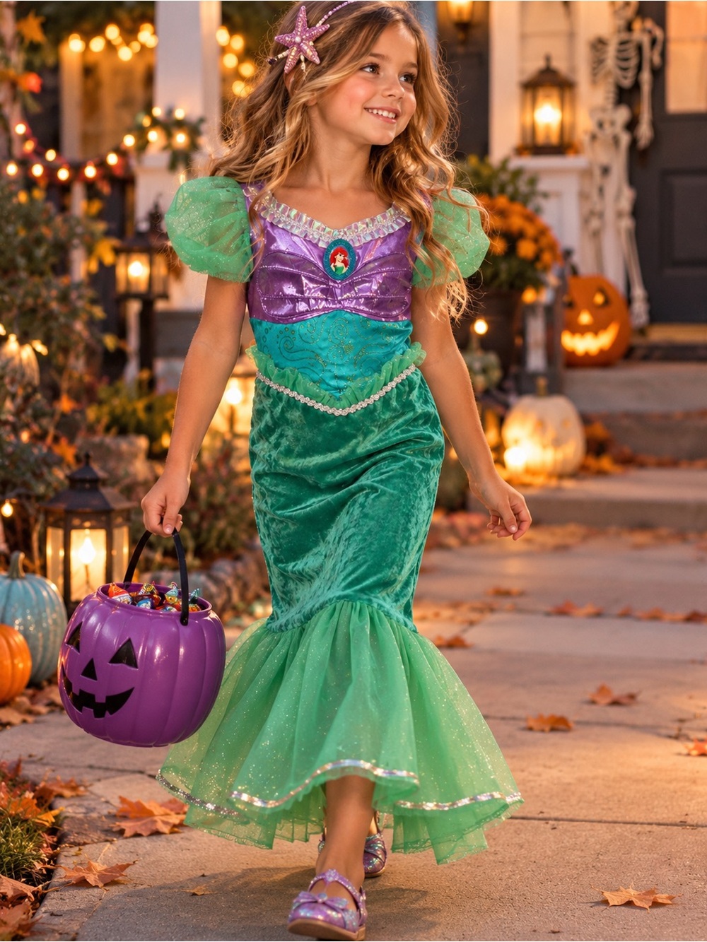 Halloween Disney Princess Ariel Mermaid Costume Dress Girls 4-6x